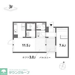 都営三田線 本蓮沼駅 徒歩4分の賃貸アパート 3階1LDKの間取り