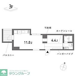 都営三田線 本蓮沼駅 徒歩4分の賃貸アパート 3階ワンルームの間取り