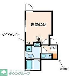 東武東上線 成増駅 徒歩14分の賃貸アパート 1階1Kの間取り