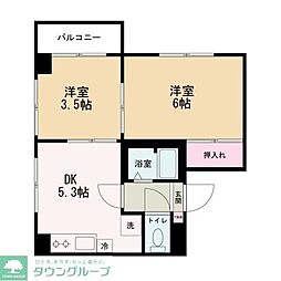 都営三田線 高島平駅 徒歩14分の賃貸マンション 2階2DKの間取り