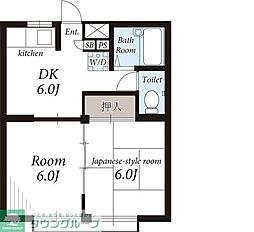 サンフラット 3階2DKの間取り
