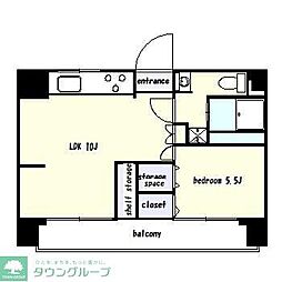 都営三田線 志村三丁目駅 徒歩11分の賃貸マンション 2階1LDKの間取り