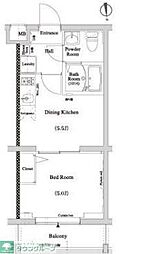 都営三田線 蓮根駅 徒歩9分の賃貸マンション 4階1DKの間取り