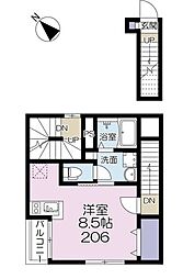 都営三田線 志村三丁目駅 徒歩8分の賃貸アパート 2階ワンルームの間取り
