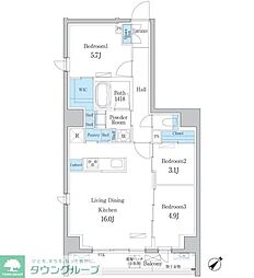 東武東上線 大山駅 徒歩8分の賃貸マンション 5階3LDKの間取り