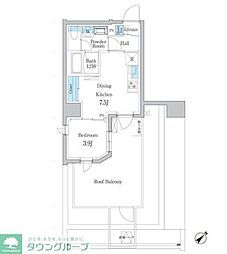 東武東上線 大山駅 徒歩8分の賃貸マンション 7階1DKの間取り