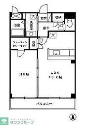 都営大江戸線 練馬春日町駅 徒歩8分の賃貸マンション 3階1LDKの間取り