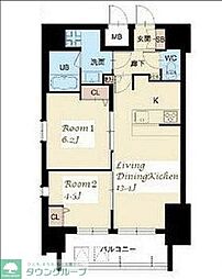 東武東上線 大山駅 徒歩10分の賃貸マンション 14階2LDKの間取り