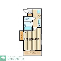 東京メトロ有楽町線 千川駅 徒歩7分の賃貸アパート 2階1Kの間取り