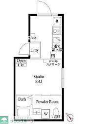 東武東上線 東武練馬駅 徒歩8分の賃貸マンション 2階ワンルームの間取り