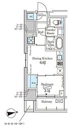 パークアクシス赤塚 1DKの間取図画像