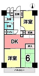 ハイコーポ狐ケ崎B 3DKの間取図画像