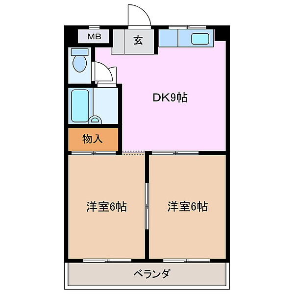 ファミリーマンション 307｜三重県三重郡朝日町大字縄生(賃貸マンション2DK・3階・43.00㎡)の写真 その2