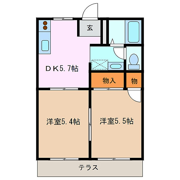 メゾン山の手 105｜三重県四日市市三ツ谷町(賃貸アパート2K・1階・35.30㎡)の写真 その2