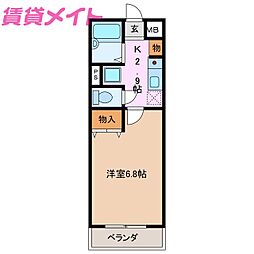 ユーミーマンション加藤B棟 1Kの間取図画像