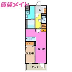 Ｒｉｆｏｒｅｔ 1階1LDKの間取り