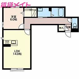 キューブ・ステージ 1階1LDKの間取り