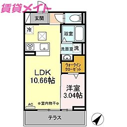スカイ 1階1LDKの間取り