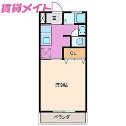 グリーンハイツ 1Kの間取図画像
