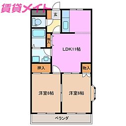 ロイヤルヒルズ21 2LDKの間取図画像