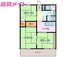 コーポかすみ 3Kの間取図画像