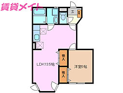 サンヒルズ生桑台2 1LDKの間取図画像