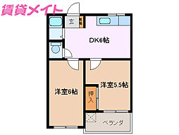 サンリッチ生桑 2DKの間取図画像