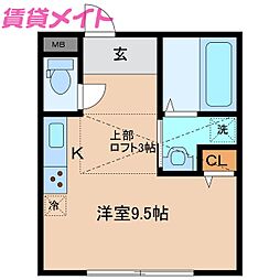 LaLuce ワンルームの間取図画像