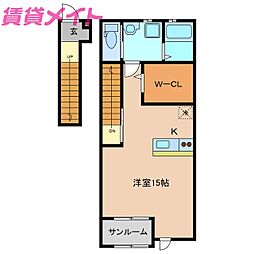 カーサフェリーチェ ワンルームの間取図画像