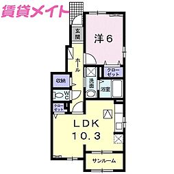 アングルワA 1LDKの間取図画像