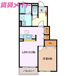 グランプレーヌA 1LDKの間取図画像