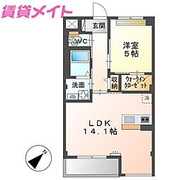 レヴァンテ 1LDKの間取図画像