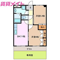 コーポアイビー 2DKの間取図画像