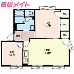 ガーデンハウス芙蓉C 2LDKの間取図画像