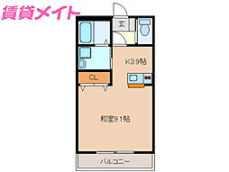 アルトゥーレ ワンルームの間取図画像
