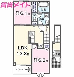 フェリーチェ ポー 2LDKの間取図画像