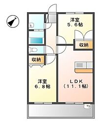 ソル・レヴェンテ 1階2LDKの間取り