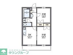 レオパレス石塚 2階2DKの間取り