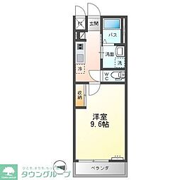 グランディール小田原 1Kの間取図画像