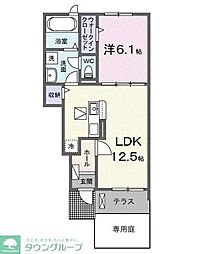 カフア テラス 1LDKの間取図画像