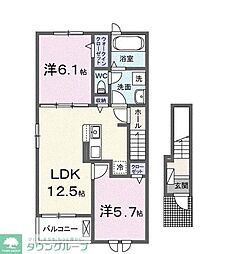 カフア テラス 2LDKの間取図画像