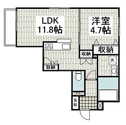 平塚市老松町マンション 1LDKの間取図画像