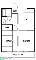 サンハイム平塚 2DKの間取図画像