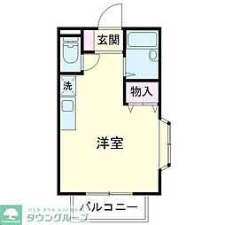 カームネス・ガーデン ワンルームの間取図画像