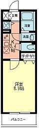 シエルグランTOKAI 1Kの間取図画像