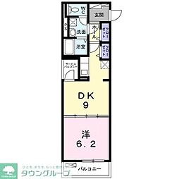 リズミン 1DKの間取図画像