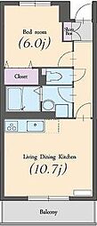 アルエット湘南 1LDKの間取図画像