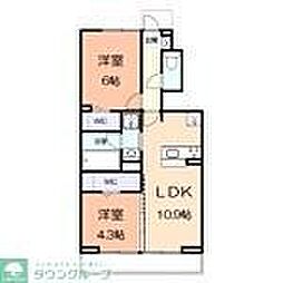 アジュールu 2LDKの間取図画像