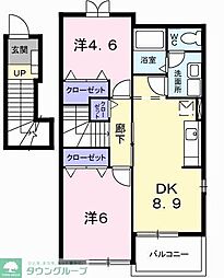 プラシード 2DKの間取図画像