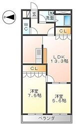 ソレジオ湘南 2LDKの間取図画像